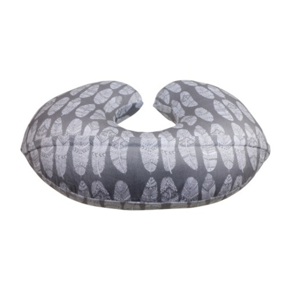 Minky Nursing Pillow Slipcover Gray Feathers Baby - Picture 5 of 5